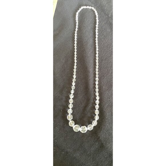 Antique Art Deco Graduated Faceted Cut Lead Crystal Rondelle Necklace 26" - Picture 6 of 12